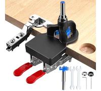 XUNTOP 35mm Concealed Hinge Jig Hole Set, Aluminum Alloy Material, Double Clip Fixed More Stable, Precision Manufacturing for Wood Furniture Door Cabinets
