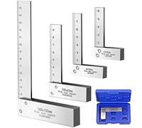 XUNTOP 4PCS Engineers Square Set, Carbon Steel Set Square Metal with Dual Metric/Imperial Scale, 2"/3"/4"/6" Try Square for Woodworking, Machining, DIY Layout