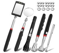 XUNTOP 6 Pieces Magnetic Telescoping Pickup Grabber Tool Set,Including 15 lb/1 lb/8 lb with LED Light/Round/Square Inspection Mirror/Telescoping Handle 360° Swivel, For Extra Viewing Pickup Dead Angle