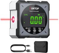 XUNTOP Angle Finder Digital Angle Finder with Laser, 4-Side Strong Magnetic Angle Gauge IP54 Waterproof Inclinometer Level, Craftsman's Choice for Woodworking Renovations-Gray