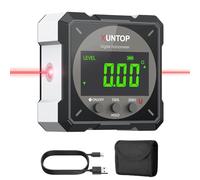 XUNTOP Angle Finder Digital Angle Finder with Laser, 4-Side Strong Magnetic Angle Gauge IP54 Waterproof Inclinometer Level, Craftsman's Choice for Woodworking Renovations-Black