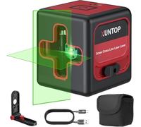 XUNTOP Laser Level, Rechargeable Green Laser Levels Cross Line Tool with Self-Leveling ±3°, Type-C Charging, Magnetic Bracket, IP54 Lazer Level Tool for Construction, Tiling, Hanging & DIY