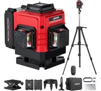 XUNTOP Laser Level with Tripod Self Levelling, 3x360° 12 Lines Green Laser Level, 2x2400mAh Batteries, Remote Control, Pulse Mode, IP54, Laser Levels for Tiling, Ceiling & Installation