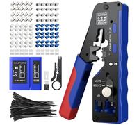 XUNTOP RJ45 Crimp Tool Kit for Cat5e Cat6 Cat6A Cat7 Pass Through Ethernet Crimping Tool with Network Cable Tester 30 Cat7 Connectors 20 Cat6 Connectors 50 Strain Relief Boots for Network Maintenance