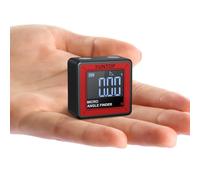 XUNTOP Small Digital Angle Finder with Bottom Strong Magnetic 4*90° Angle Gauge with AV Display Rechargeable Inclinometer Level Box for Hanging Decorations Woodworking Construction DIY and Table Saw