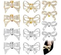XunYee 12 Pcs Rhinestone Bow Shoe Clips Buckle Decorative Bow Clips for Shoes Elegant Removable Shoe Charms for Women, 6 Style, as picture shown, Rhinestone, Rhinestone