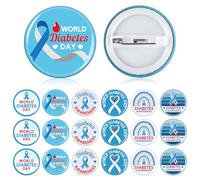 XunYee 120 Pcs Diabetes Awareness Button Pin Bulk 1.5 Inch World Diabetes Day Buttons Badge Blue Gray Ribbon Round Type 1 Diabetic Prevention Lapel Brooch Pin for Diabetes Awareness Month Supplies
