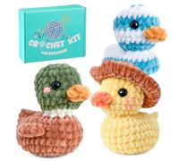 XunYee 3 Pcs Little Ducks Crochet Kit DIY Amigurumi Set Chenille Yarn Crochet Kit for Beginners with Complete Tools Step-by-Step Pattern Craft Gift for Adults
