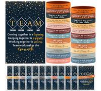 XunYee 48 Sets Team Valentines Appreciation Gifts for Employees Motivational Quote Silicone Bracelets Inspirational Card Valentines Office Gifts for Coworkers Staff Volunteer(Active Color)