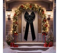 XunYee Black 82.6 x 27.5 Inch Christmas Extra Large Front Door Bow Decorations Giant Oversized Velvet Tree Bows Decorative with Long Streamers for Xmas Door Wreath Wall Porch Decorations