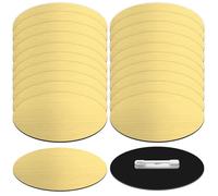 XunYee Gold 20 Pcs Blank Name Tags Pins 1.5 x 3 Inch Plastic Oval Name Badge Holder with Clips DIY Engraved Custom ID Badge for Teacher Employee Office Workers