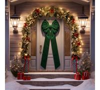 XunYee Green 82.6 x 27.5 Inch Christmas Extra Large Front Door Bow Decorations Giant Oversized Velvet Tree Bows Decorative with Long Streamers for Xmas Door Wreath Wall Porch Decorations