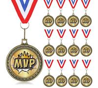 XunYee MVP Champion Awards Medals for Softball Baseball Football Soccer Basketball Player Team Sports Victory Achievement Winner Medals Gift with Neck Ribbons(12 Sets,MVP)