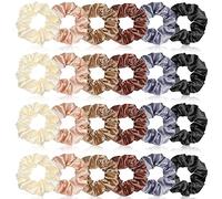 XunYee Silk Hair Scrunchies, 24 Pcs Satin Silk Hair Ties and Ponytail Holders, Vintage Colors, 3.94 Inch - Hair Accessories for Women and Girls