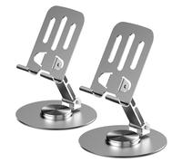 XunyLyee 2 Pack Phone Stand, Adjustable Phone Holder Stand Dock - Full Aluminum Desktop Holder Stand for iPhone 16 15 14 13 12 11, Galaxy S24 Ultra S23, All 4"-8" Mobile Phones - Grey