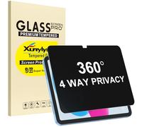 XunyLyee 360° 4 Way Privacy Screen Protector for iPad A16 11th/ 10th Generation (11/10.9 Inch 2025/2022), 360 Degree Anti-Spy Tempered Glass Film, Case Friendly, Apple Pencil Support, 1 Pack