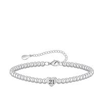 Xunzhi 16th 18th 21th 30th 40th Birthday Gifts for Women,Adjustable Bead Heart Bracelet for Girls,Stain/less Ste/el Bracelet,Heart Pendant Brac/elet Gift,Personalised Brac/elet,Friendship Bracelets