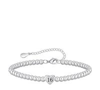 Xunzhi 16th 18th 21th 30th 40th Birthday Gifts for Women,Adjustable Bead Heart Bracelet for Girls,Stain/less Ste/el Bracelet,Heart Pendant Brac/elet Gift,Personalised Brac/elet,Friendship Bracelets