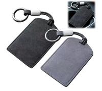 Xunzhi 2 PCS Key Card Holder,Soft Suede Fabric Car Keyring Keychain with NFC,Protective Case Cover for ID,Bank & Access Cards,Office Travel Daily Use