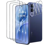 Xunzii Screen Protector for Vivo V70 FE for Tempered Glass, Pack of 3 Screen Protectors and 3 Pieces Camera Protection, 9H Hardness Anti-Scratch Protective Glass, HD Clear Tempered Glass Protection