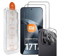 Xunzii Screen Protector for Xiaomi 17T Pro/Xiaomi 15T Pro 5G for Tempered Glass, [Car Installation] Pack of 2 Screen Protectors and 2 Pieces Camera Protection, 9H Hardness Anti-Scratch Protective