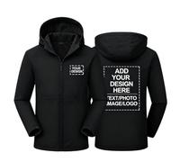 XUOUP Personalised Jacket Coat - Custom Text Or Logo Hoodie - Unisex Waterproof Plush Autumn/Winter Outdoor Softshell Long Sleeve CoatBlack,XXL