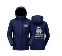 XUOUP Personalised Jacket Coat - Custom Text Or Logo Hoodie - Unisex Waterproof Plush Autumn/Winter Outdoor Softshell Long Sleeve Coatnavy blue,XL