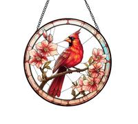 Xuoxeji Cardinal Stained Glass Window Hanging, Cardinal Sun Catchers Cardinal Memorial Gifts, Cardinal Gifts for Women, Mom, Grandmother (Cardinal)