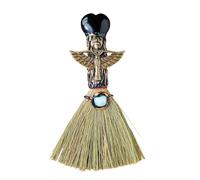 Xuoxeji Crystal Witch Wiccan Altar Broom,Witchcraft Witches Pagan Altar Decor, Handmade Ritual Magic Ceremonial (Obsidian)
