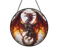 Xuoxeji Dragon Stained Glass Window Hanging, 20cm/7.87in Dragon Sun Catcher Decor, Dragon Suncatchers for Friends and Family (Dragon)