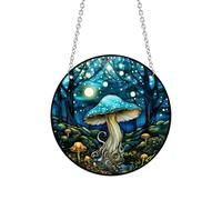 Xuoxeji Mushroom Stained Acrylic Window Hanging, 20cm/7.87in Mushroom Sun Catchers Ornament, Stained Acrylic Mushrooms Gifts for Mushroom Lovers (Mushroom 20cm/7.8in)