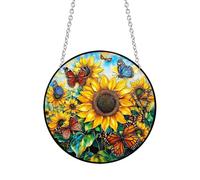Xuoxeji Sunflower Sun Catchers, 20cm/7.87in Sunflower Stained Acrylic Window Hanging, Sunflower Memorial Gifts, Sunflower Gifts for Women, Grandma, and Mom (Sunflower 20cm/7.8in)