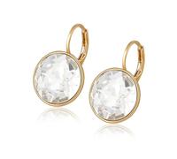 XUPING Round Crystal Leverback Earrings Sparkly Elegant Austrian Crystals 18K Rose Gold Plated Hypoallergenic Delicate Jewelry Gifts For Women Girl Party(GOLD WHITE)