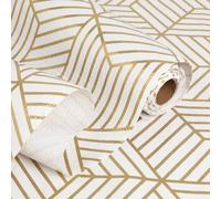 xupingjiti Shelf Liners Cabinet Liner Drawer Liner 24in X 13ft Non Adhesive Strong Grip Non Slip Waterproof and Washable Gold Geometric Stripe Liner for Kitchen Cupboard, Desks, Pantry, Tool Box