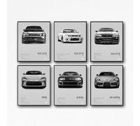 XUPUE JDM Car Posters For Walls Racing Car Art Prints For Boy's Bedroom Living Room Set Of 6,Unframe Style 8x12inch(20x30cm) (Gray)