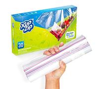 XupZip 2-in-1 Large Freezer Bags with Airtight & Leakproof Bamboo Seal - 4.55L (UK Gallon Size) Reusable Food Bag with Expandable Bottom - Heavy-Duty Zip-Lock Bags, 30 Pcs