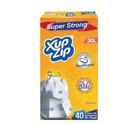 XupZip Drawstring Bin Bags - 30L Heavy-Duty Bin Liners Bags with Secure-Fit Closure - Strong Flex-Power Trash Bag with Leak, Puncture & Rip Protection, 2 Rolls (40 Pcs)
