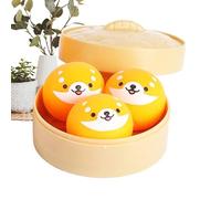 XUQEAYWD 2Sets Dumpling Squishys Stress Balls 9.8cm 3Pcs Rebound Dumpling Squishys Toy Cute Bao Bun Squeeze Toy, Soft Relief Funny, Sensory Dumplings Toys Relief Ball For Boys Girls Children Adults
