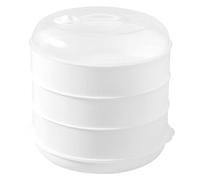 XUQEAYWD 3 Trays Microwave Vegetable Steamer, 20.5x20.5x20.5cm Microwave Steamer For Vegetables, Round Microwaves Steamers With Lid And Tray, Plastices Vegetable Steamers, Kitchen Steaming Utensils