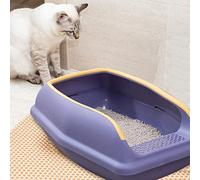 XUQEAYWD Cat Open Litter Box, Cat Litter Box Open Top With Free Scoop, 38x23x15cm Plastices Cats Litters Tray With Detachable Fence, Anti-splashing, Non Stick Surfaces, Easy Cleaning