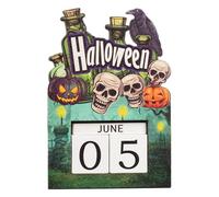XUQEAYWD Halloween Block Calendar,2025 Wooden Calendar Blocks | Adjustable Festival Advent Craft for Bedroom Vacation Party Kitchen Classroom Teens