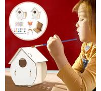 XUQEAYWD Outdoor Bird House - Set Of 2 Bird House Kit, Kid Art Craft Includes Paints & Brushes - Weatherproof Educational Outdoor Toy For Ages 4-8, Classrooms Homeschooling
