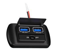XuQiZZpp 12V USB Car Charging Adapter Panel Wall Mount Double USB/USB C Port Car Fast Charging With Button Switches For Vehicles Motorcycle USB Socket