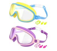 XuQiZZpp 2Pcs Kid Swim Goggles Wide View Swimming Goggles For Boy Girl Frogs Resistant Child Glasses With Nose Clip Earplugs Children Set With Accessories