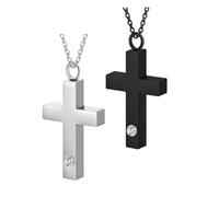 XuQiZZpp 2Pieces Pet Ashes Holders Necklace Crossed Shape Cremation Pendant Jewelry For Loving Pet Owners And Religious Followers