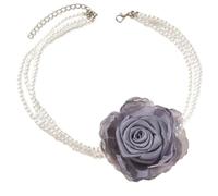 XuQiZZpp Adjustable Length Pearls Necklace Elegant Flower Embellishment Necklace for Women Charm Party