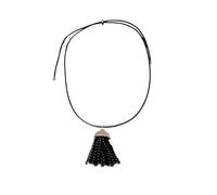 XuQiZZpp Drawstring Closure Beaded Fringe Necklace with Leather Design and Adjustable Length for Fashionable Everyday Use