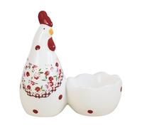 XuQiZZpp Elegant Inspires Ceramic Eggs Cup with Elegant Red Chicken Florals Print for Comfortable Eating and Home Ornament Ceramic Eggs Cup