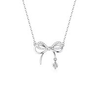 XuQiZZpp Female Trend Net Red Collarbone Chain Diamonds Bowknot Necklace Simple Temperament Cold Wind Necklac