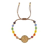 XuQiZZpp Handmade Beaded Vintage Round Pendant Multicolor Reflective Beads Stylish Wrist Accessory For All Occasion Retro Beaded Wristlet